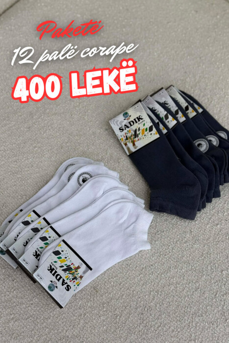 12 PAIR COTTON SHORT MEN SOCKS WHITE/GREY-BAGR - 1