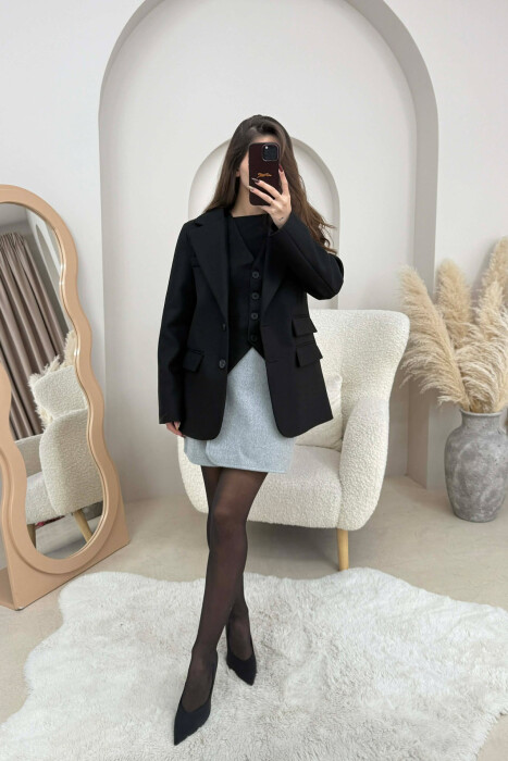 2 IN 1 JACKET+ VEST WOMEN SET BLACK/ E ZEZE - 