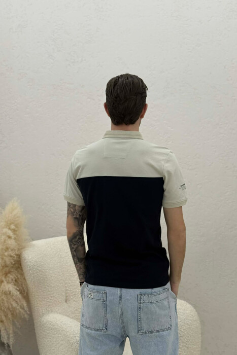 PACK OF 2 PIECES POLO NECK MEN T-SHIRTS BLUE-BEIGE/BLBZH - 7