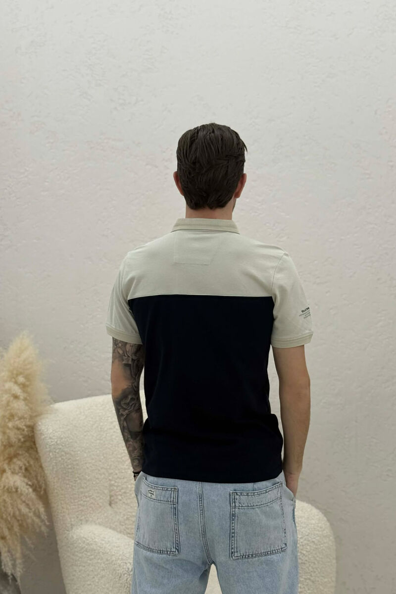 PACK OF 2 PIECES POLO NECK MEN T-SHIRTS BLUE-BEIGE/BLBZH - 7