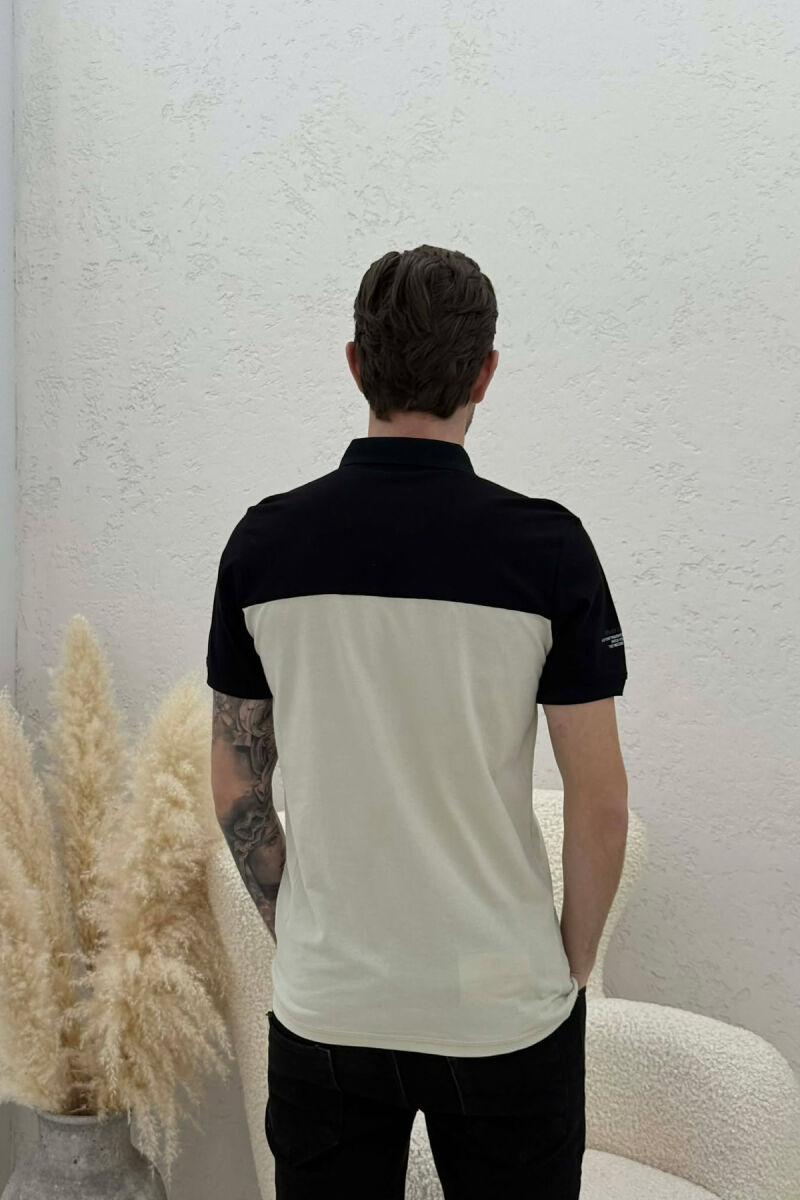 PACK OF 2 PIECES POLO NECK MEN T-SHIRTS WHITE-BLACK/BAZE - 7