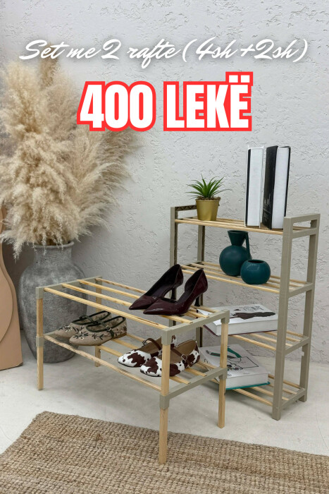 2-PIECE SHELF SET (4 TIER + 2 TIER) BEIGE/BEZHE - 