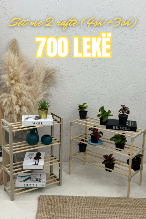 2-PIECE SHELF SET (4 TIER + 3 TIER) BEIGE/BEZHE - KLAUDIO FASHION