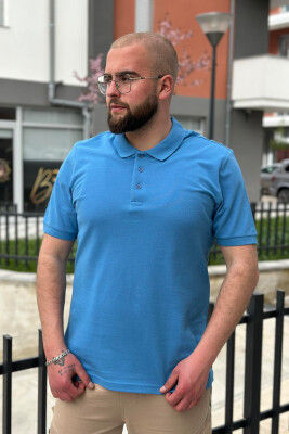 3 BUTTONS POLO NECK MEN T-SHIRT BABY BLUE/BLU BY 