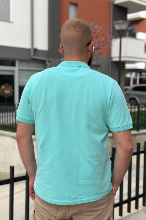 3 BUTTONS POLO NECK MEN T-SHIRT LIGHTBLUE/BZ - 2