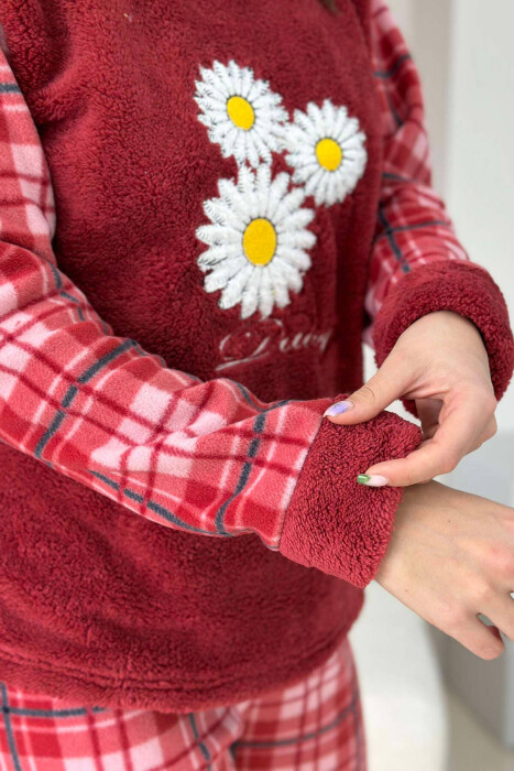 3 FLOWERS WOMAN PYJAMAS IN BURGUNDY COLOR - 3