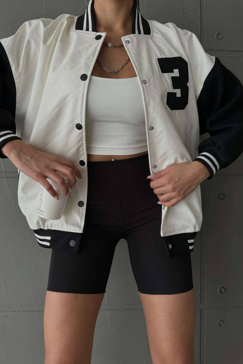 3 NUMBER LEATHER WOMAN JACKET WHITE-E BARDHE - 4