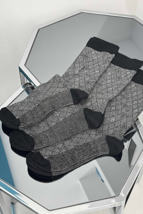 3 PAIR SIMPLE MEN SOCKS LIGHT GREY/GZ - 2
