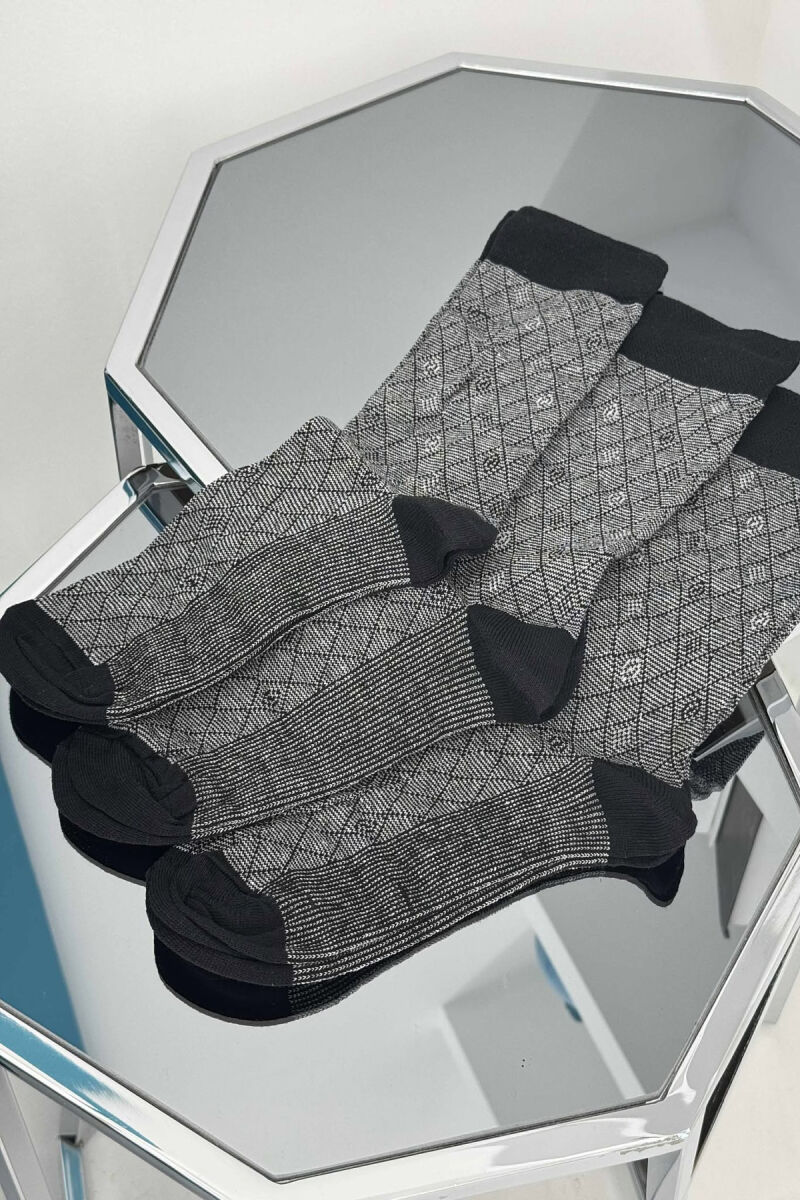 3 PAIR SIMPLE MEN SOCKS LIGHT GREY/GZ - 2