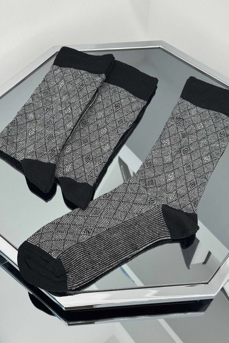 3 PAIR SIMPLE MEN SOCKS LIGHT GREY/GZ - 4