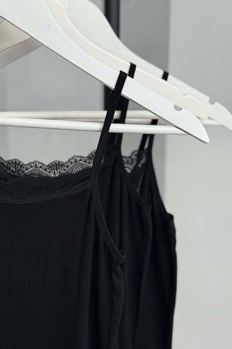 3 PIECE LACE DETAIL ONE COLOR WOMEN SINGET BLACK/ E ZEZE - 5