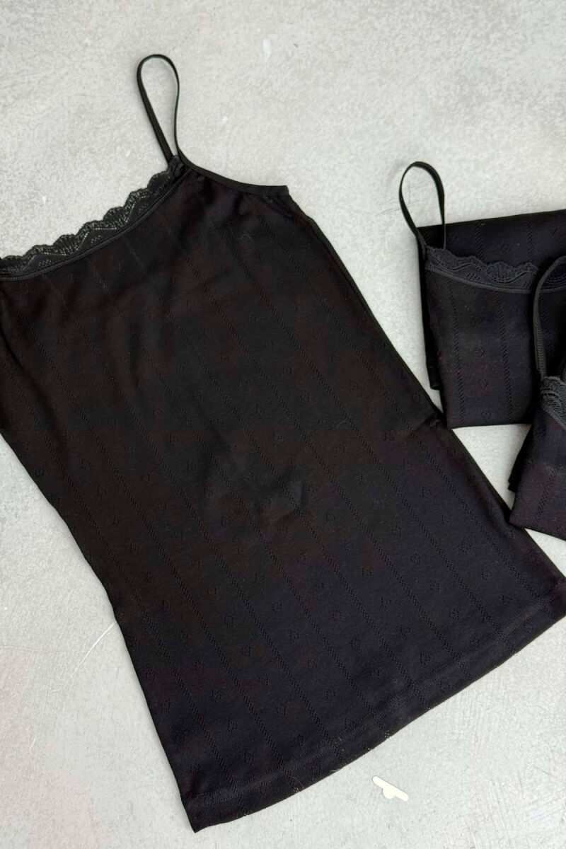 3 PIECE LACE DETAIL ONE COLOR WOMEN SINGET BLACK/ E ZEZE - 3