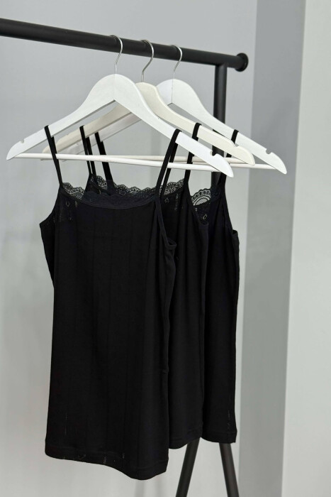 3 PIECE LACE DETAIL ONE COLOR WOMEN SINGET BLACK/ E ZEZE - 4