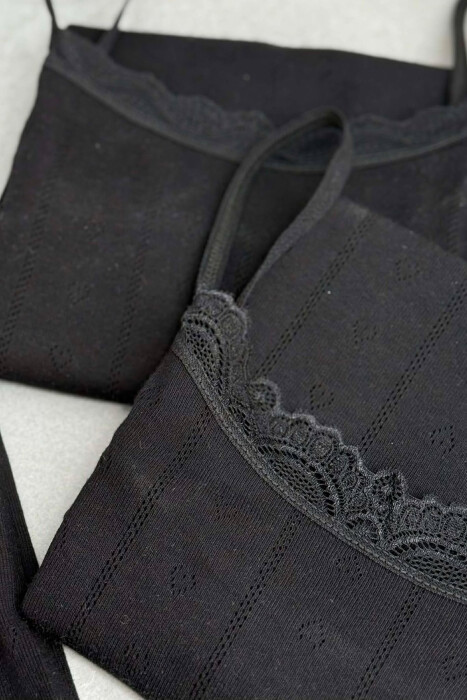 3 PIECE LACE DETAIL ONE COLOR WOMEN SINGET BLACK/ E ZEZE - 2