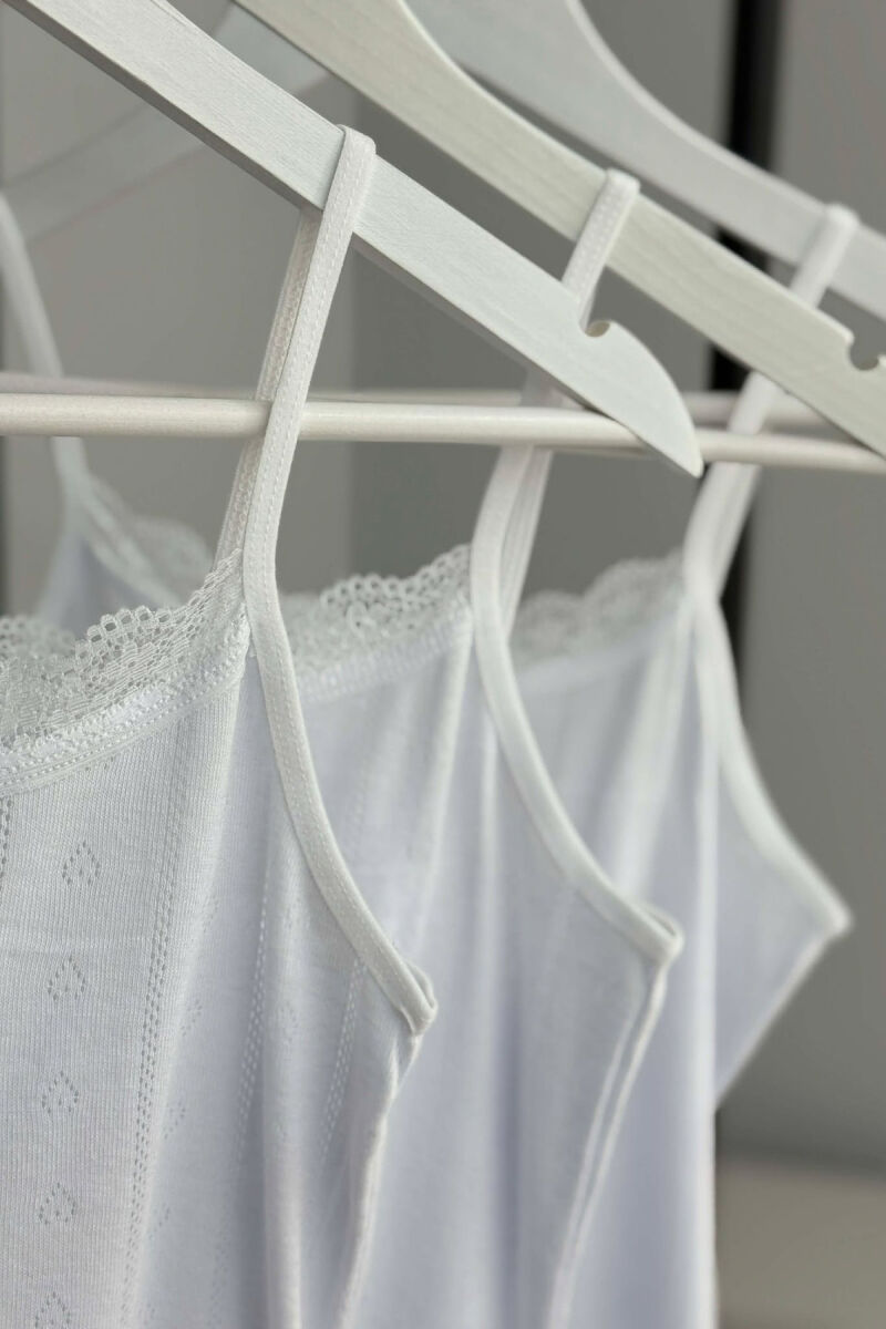 3 PIECE LACE DETAIL ONE COLOR WOMEN SINGET WHITE-E BARDHE - 5