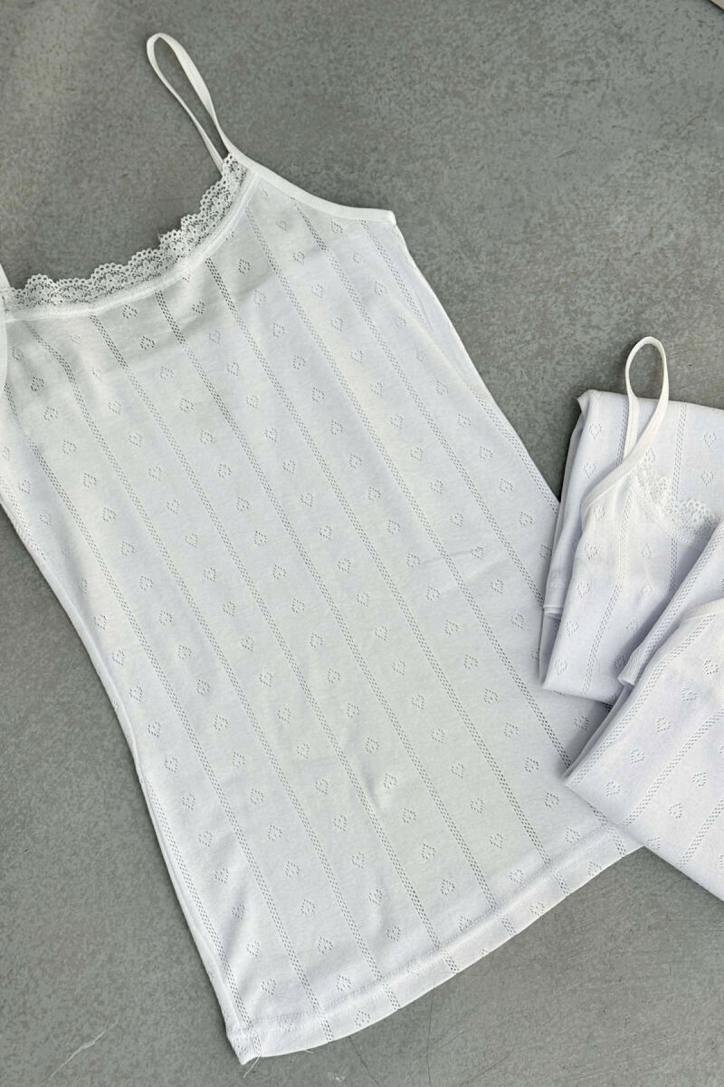 3 PIECE LACE DETAIL ONE COLOR WOMEN SINGET WHITE-E BARDHE - 3