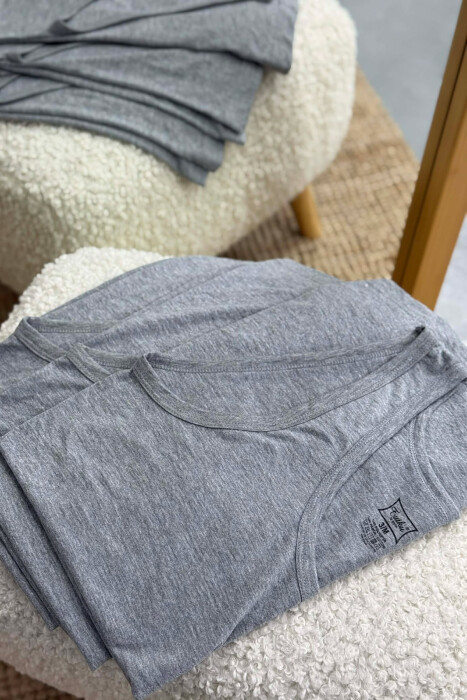 3 PIECES ONE COLOR MEN SINGET GREY/GRI - 3