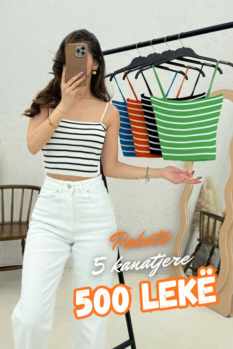 5 PIECE LINES WOMAN TANK TOPS MULTIPLE/SHNGJ - KLAUDIO FASHION