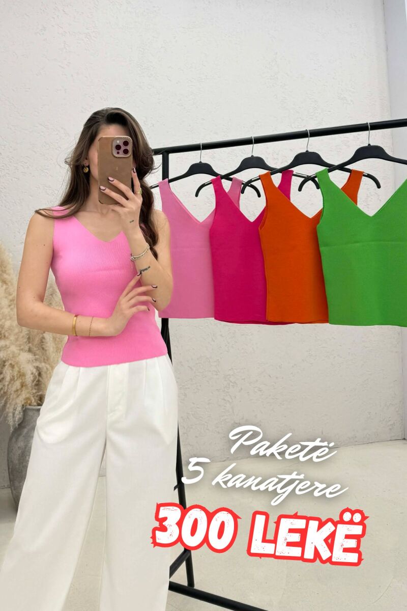 5 PIECES OF SOFT MATERIAL V-NECK WOMAN TANK TOPS MULTIPLE/SHNGJ - 1