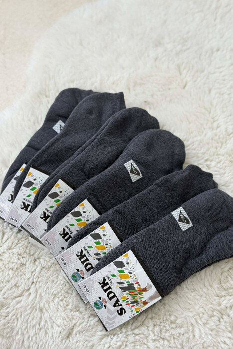 6 PAIR COSY SHORT MEN SOCKS GREY-GREY/GG - 4