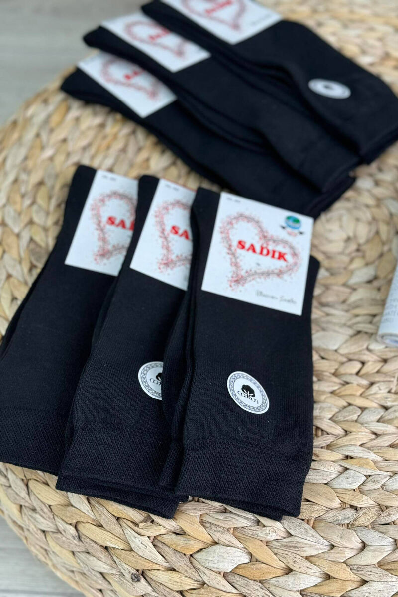 6 PAIR COTTON CREW SOCKS IN BLACK COLOR - 2