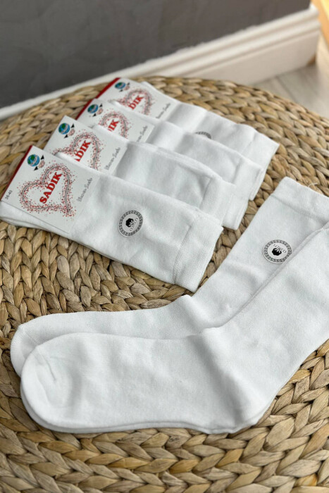 6 PAIR COTTON CREW SOCKS IN WHITE COLOR 