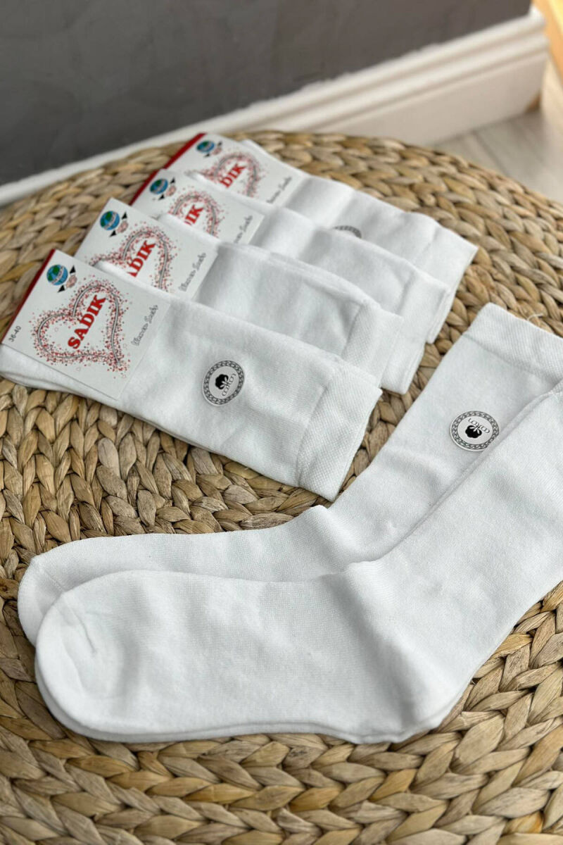 6 PAIR COTTON CREW SOCKS IN WHITE COLOR - 1