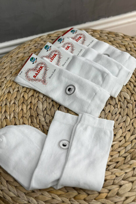 6 PAIR COTTON CREW SOCKS IN WHITE COLOR - 2