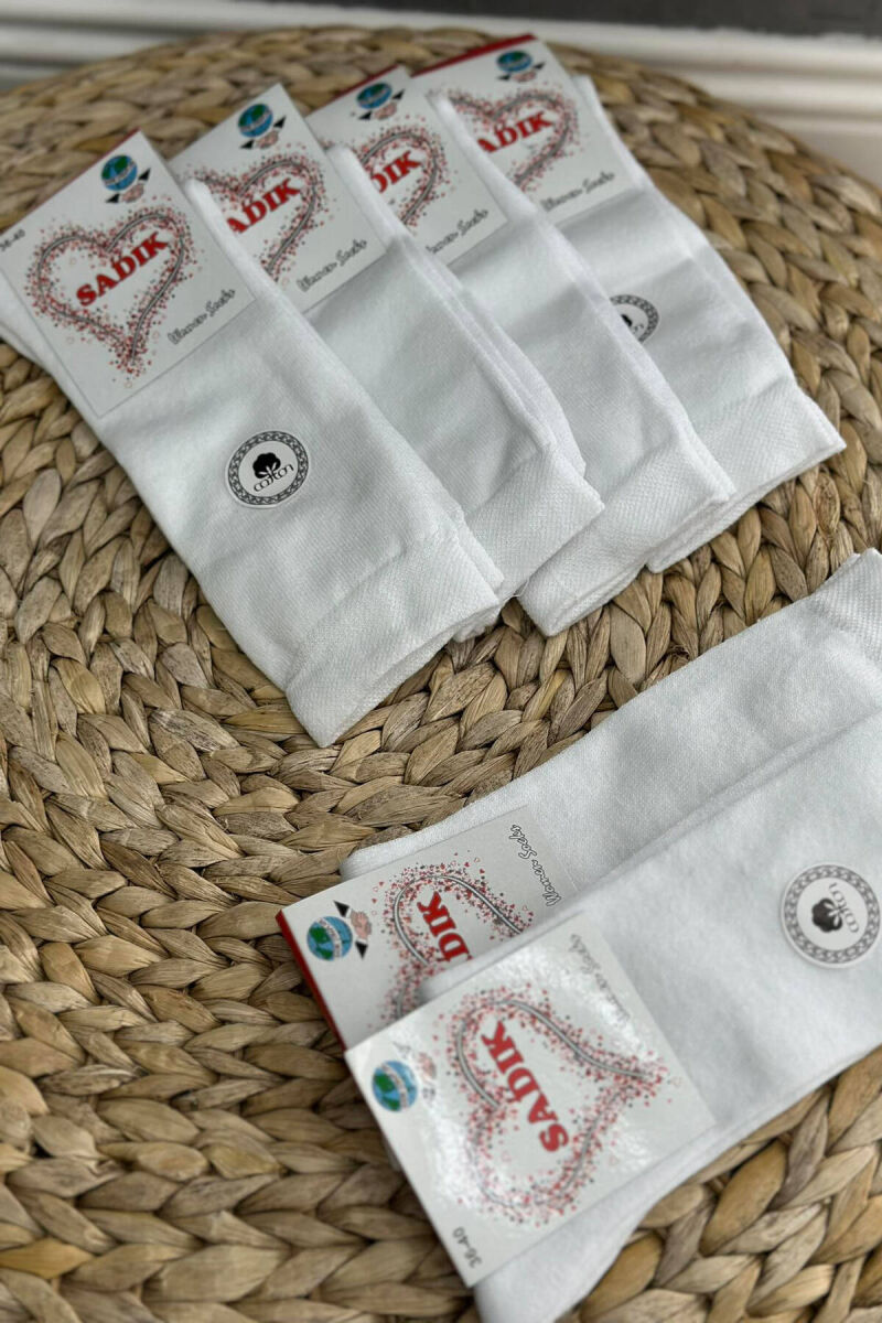 6 PAIR COTTON CREW SOCKS IN WHITE COLOR - 3