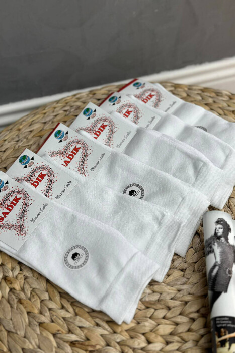 6 PAIR COTTON CREW SOCKS IN WHITE COLOR - 4