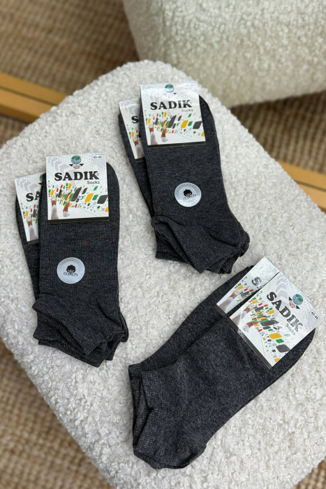 6 PAIR COTTON SHORT MEN SOCKS GREY-GREY/GG - 1