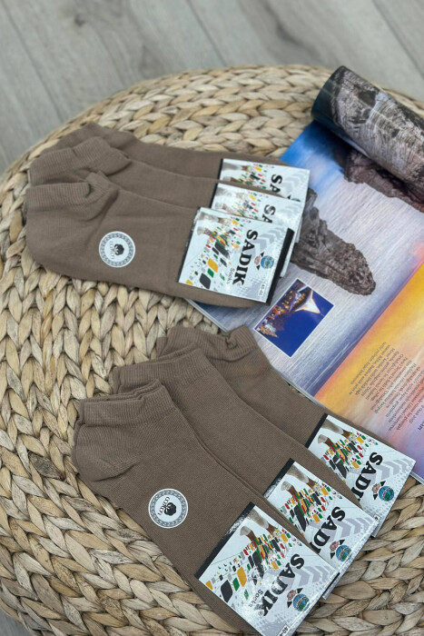 6 PAIR COTTON SHORT MEN SOCKS IN DARK BEIGE COLOR 