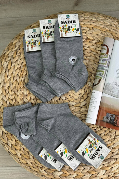 6 PAIR COTTON SHORT MEN SOCKS IN GREY COLOR - 1