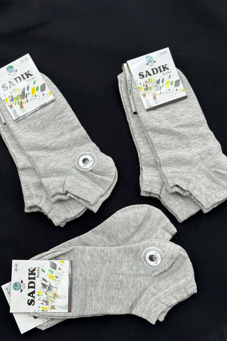 6 PAIR COTTON SHORT MEN SOCKS LIGHT GREY/GZ - KLAUDIO FASHION