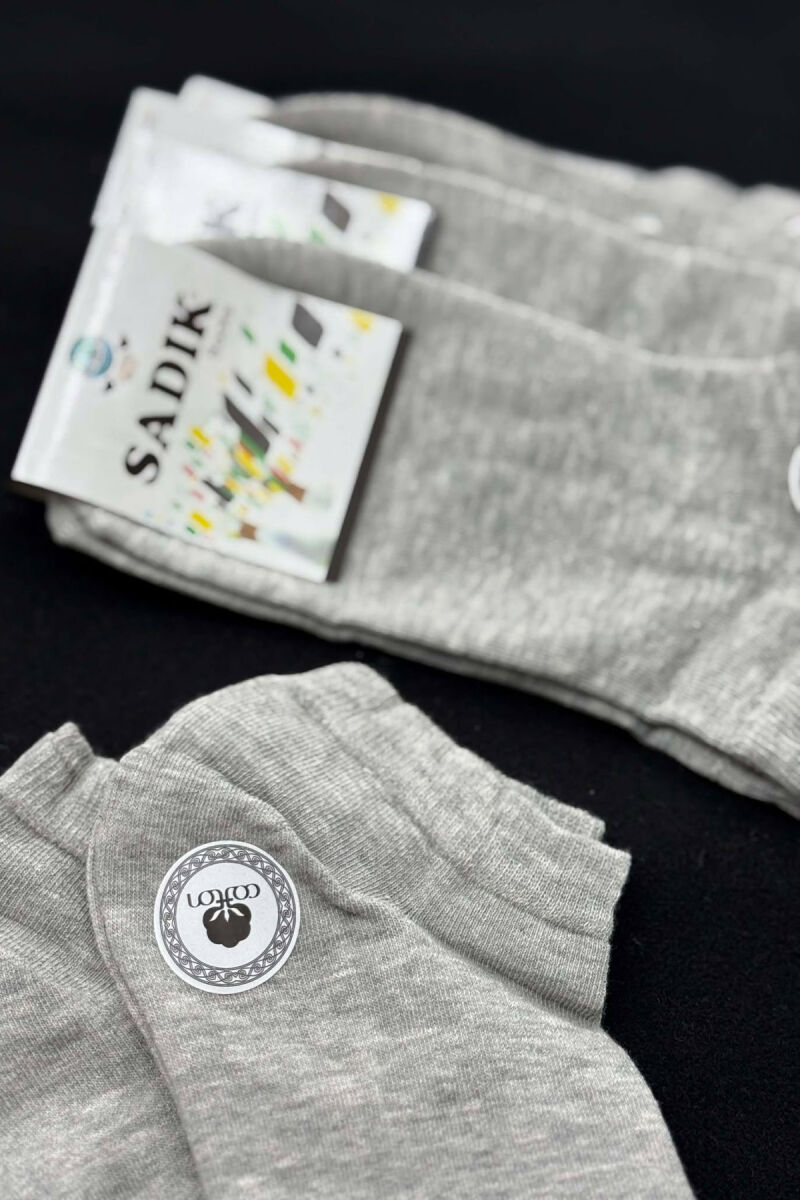 6 PAIR COTTON SHORT MEN SOCKS LIGHT GREY/GZ - 3