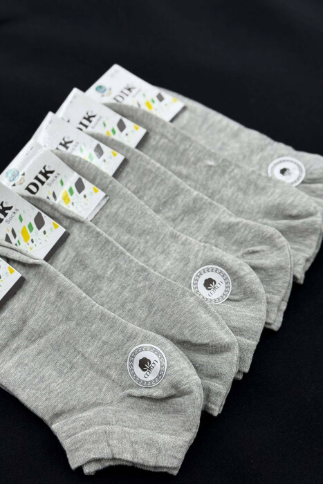 6 PAIR COTTON SHORT MEN SOCKS LIGHT GREY/GZ - 2