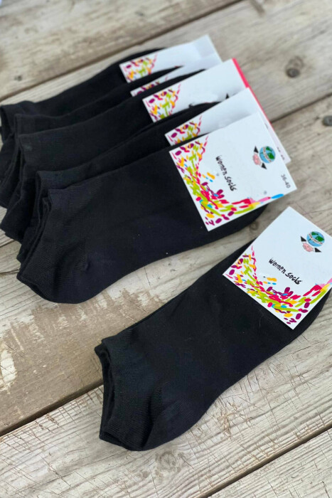 6 PAIR COTTON WOMAN ANKLE SOCKS IN BLACK COLOR 