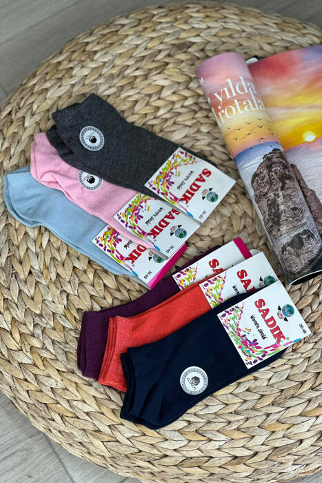 6 PAIR DIFFERENT COLORS WOMAN ANKLE SOCKS MULTIPLE/SHNGJ - 3