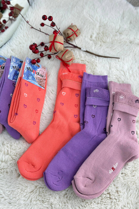 6 PAIR DIFFERENT COLORS WOMAN CREW SOCKS MULTIPLE/SHNGJ - 4