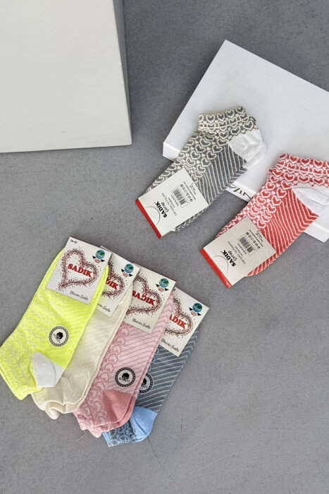 6 PAIR HEART DESIGN WOMEN ANKLE SOCKS MULTIPLE/SHNGJ - 