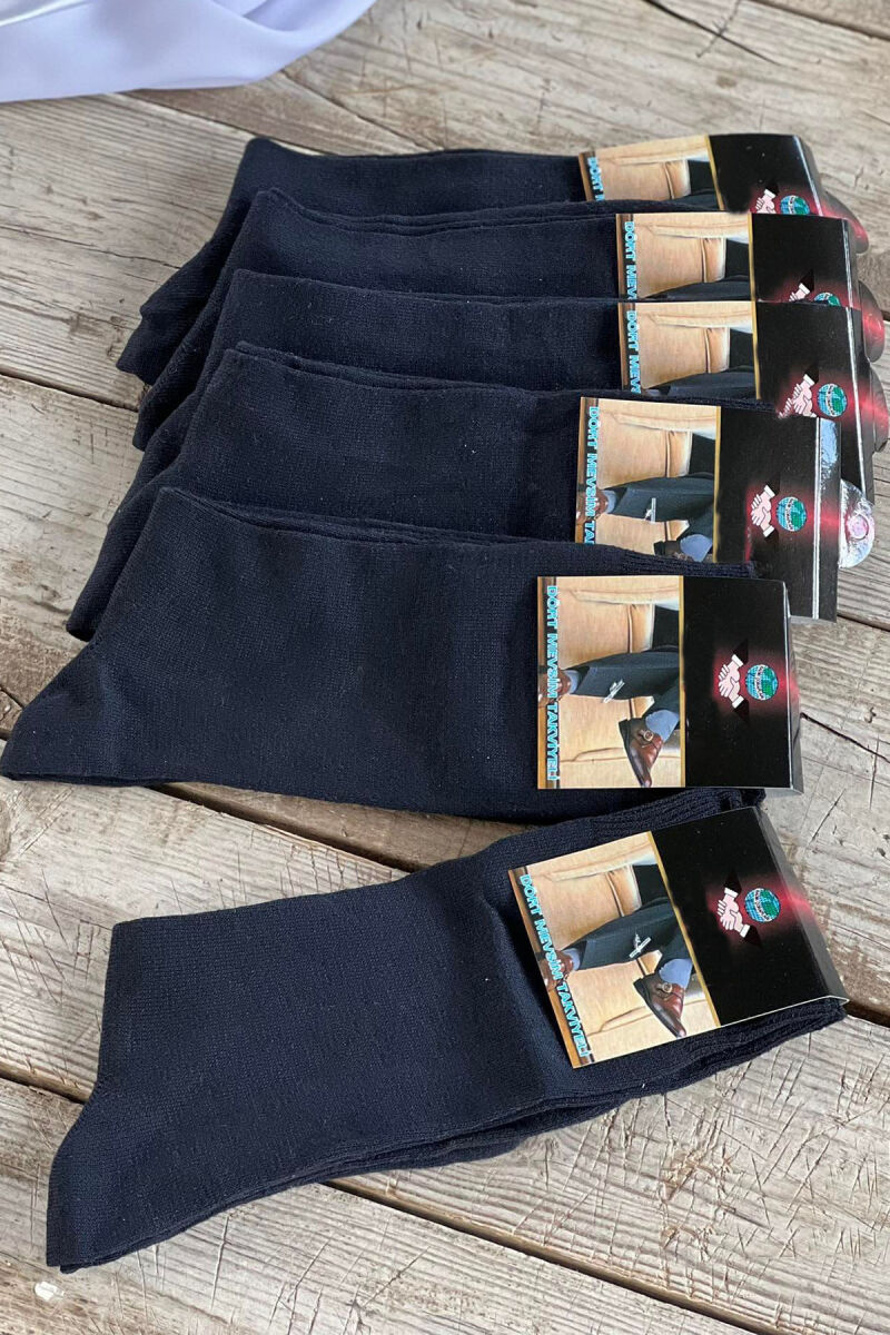 6 PAIR MEN CREW SOCKS BLUE/BLU - 1