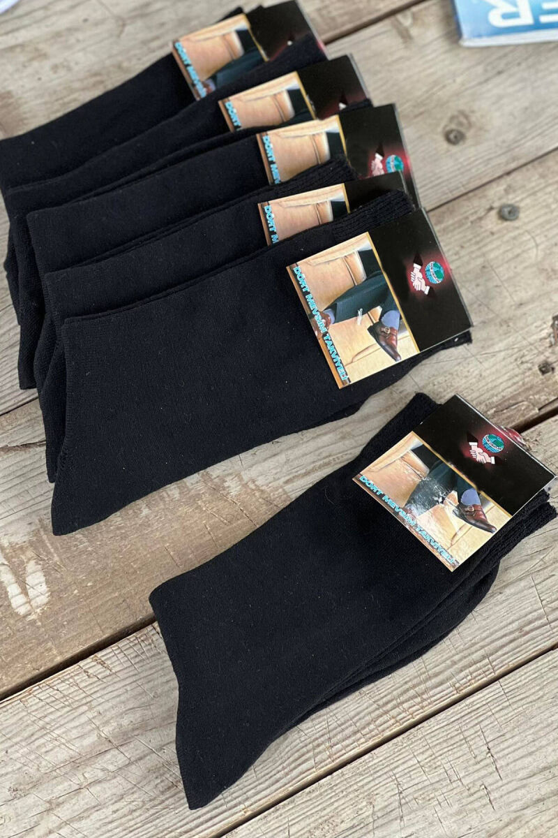 6 PAIR MEN CREW SOCKS IN BLACK COLOR - 1