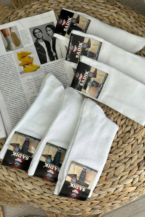 6 PAIR MEN CREW SOCKS WHITE-E BARDHE - 4