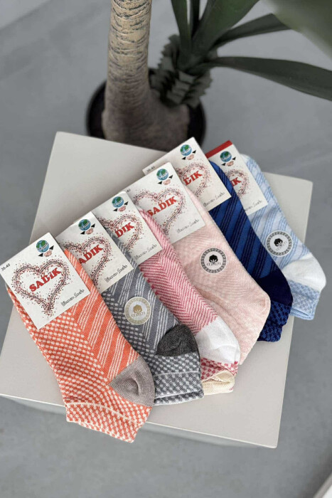 6 PAIR MULTI PATTERN WOMEN ANKLE SOCKS MULTIPLE/SHNGJ - 