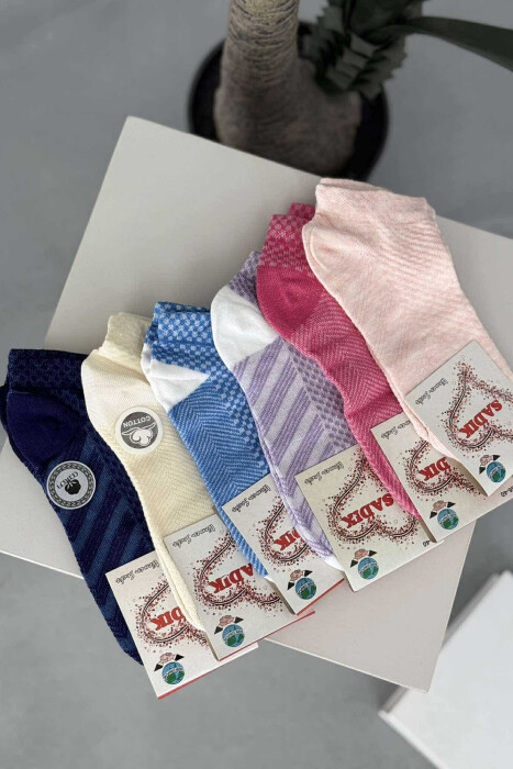 6 PAIR MULTI PATTERN WOMEN ANKLE SOCKS MULTIPLE/SHNGJ - 