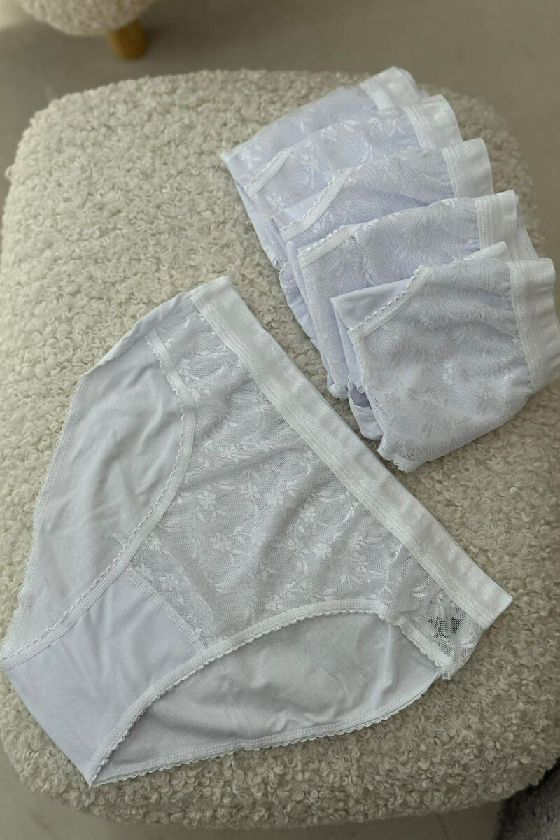 6 PAIR ONE COLOR TULLE WOMEN BRIEFS WHITE-E BARDHE - 1