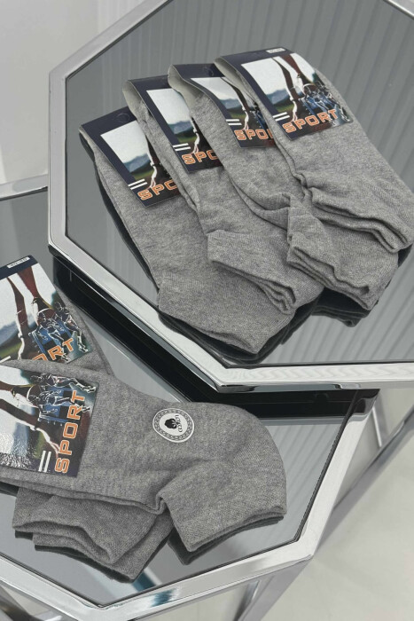 6 PAIR ONE COLOR WARM MEN ANKLE SOCKS GREY/GRI - 2