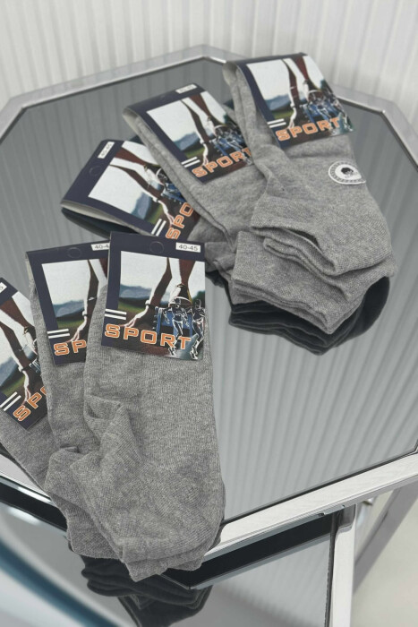 6 PAIR ONE COLOR WARM MEN ANKLE SOCKS GREY/GRI - 3