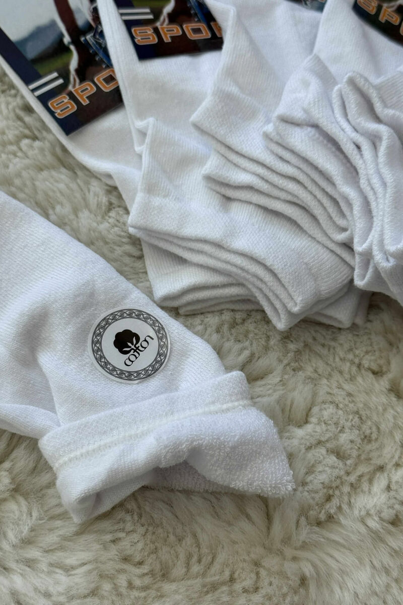 6 PAIR ONE COLOR WARM MEN ANKLE SOCKS WHITE-E BARDHE - 1