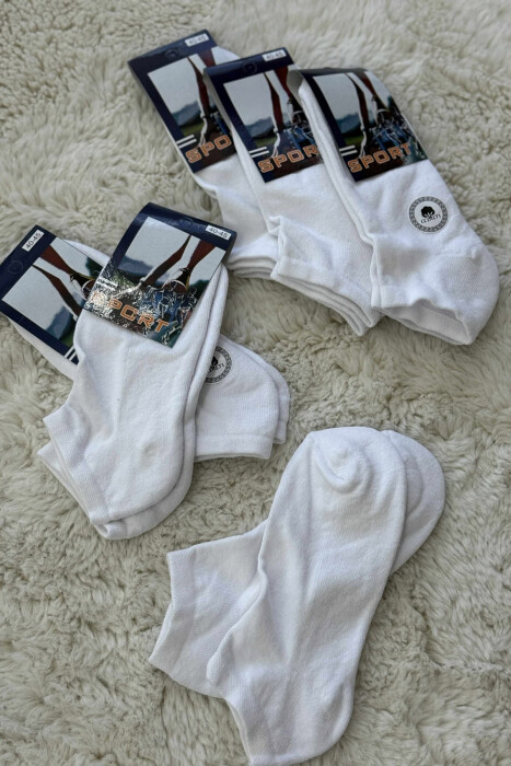 6 PAIR ONE COLOR WARM MEN ANKLE SOCKS WHITE-E BARDHE - 2